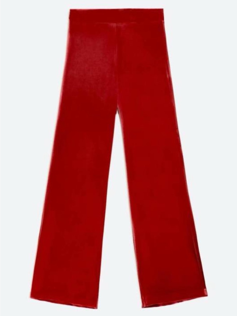 Vilagallo Venus Terciopelo Rojo Red Stretch Velvet Wide-Leg Trousers 40